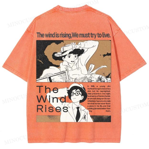 The Wind Rises Anime Drama Graphic Washed T - Shirt