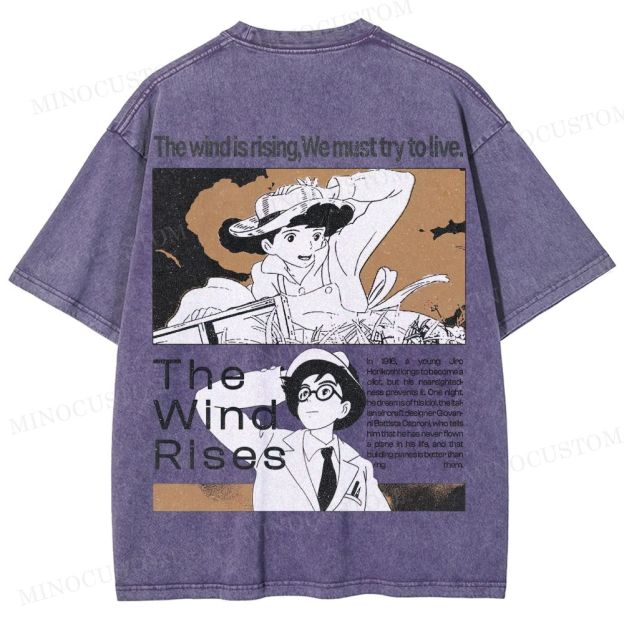 The Wind Rises Anime Drama Graphic Washed T - Shirt
