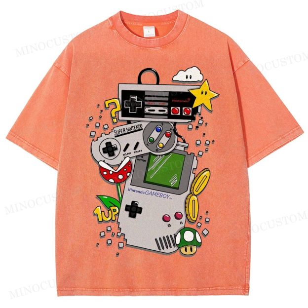 Nintendo Retro Gaming Consoles Gaming Graphic Washed T-Shirt