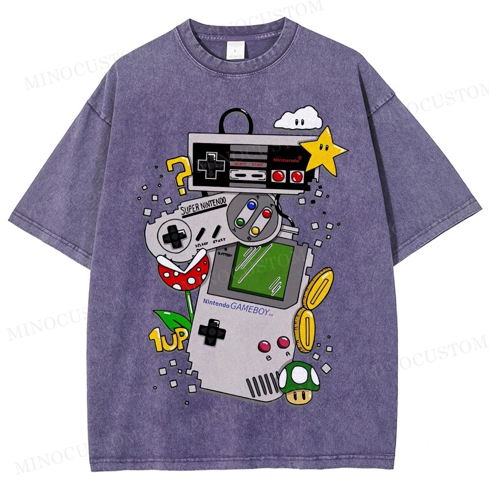 Nintendo Retro Gaming Consoles Gaming Graphic Washed T-Shirt