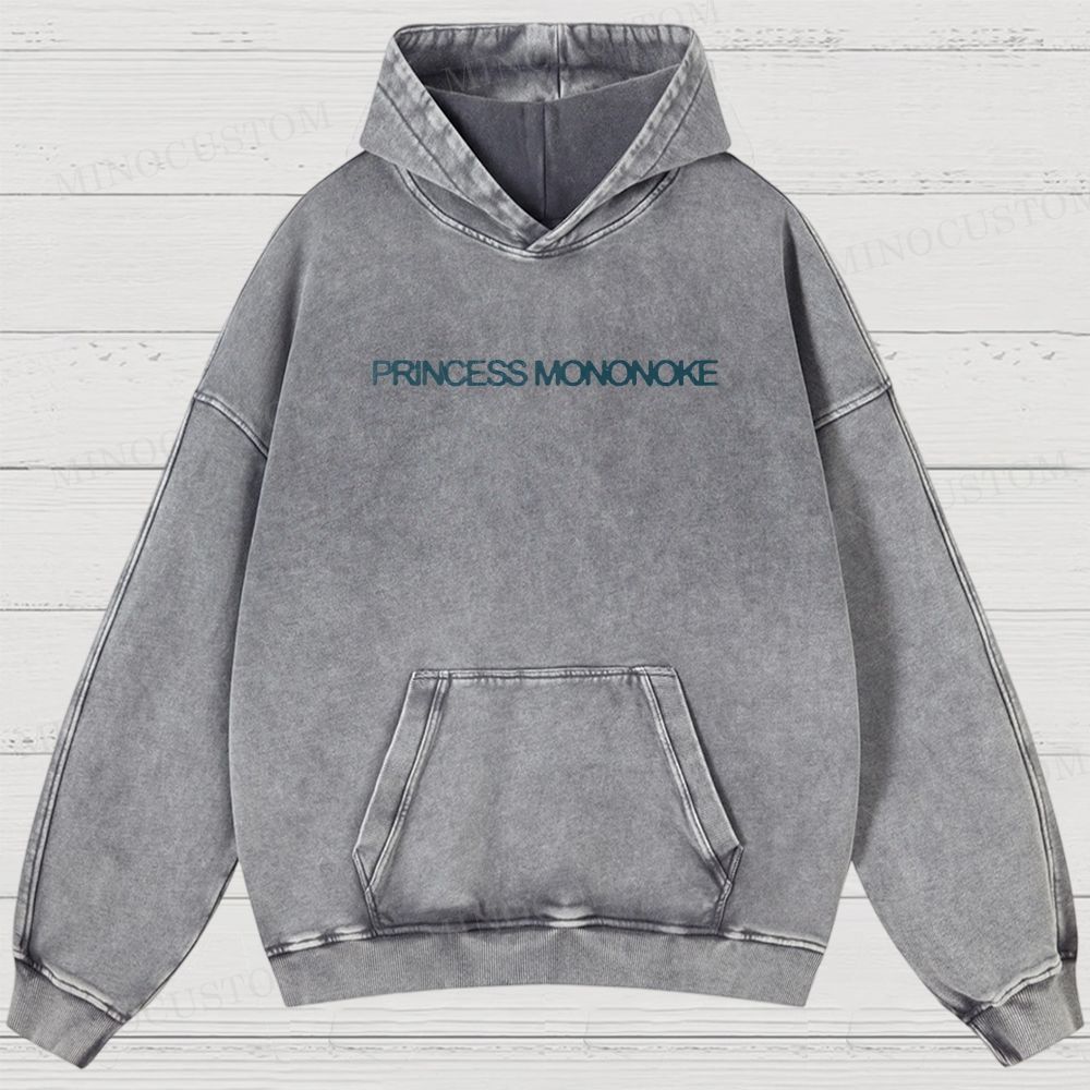 Princess Mononoke Anime Fantasy Graphic Washed Hoodies