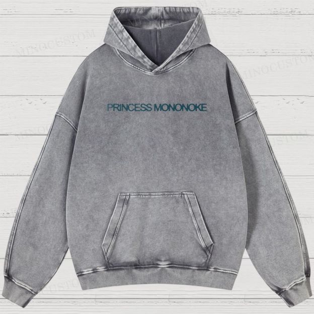 Princess Mononoke Anime Fantasy Graphic Washed Hoodies