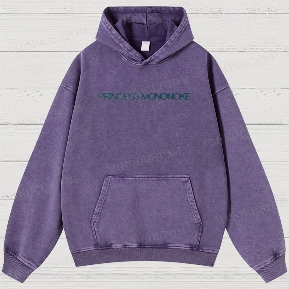 Princess Mononoke Anime Fantasy Graphic Washed Hoodies