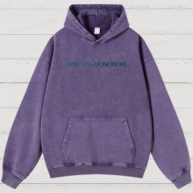 Princess Mononoke Anime Fantasy Graphic Washed Hoodies