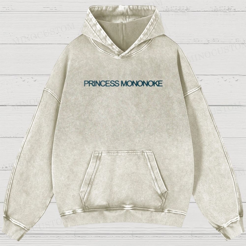 Princess Mononoke Anime Fantasy Graphic Washed Hoodies