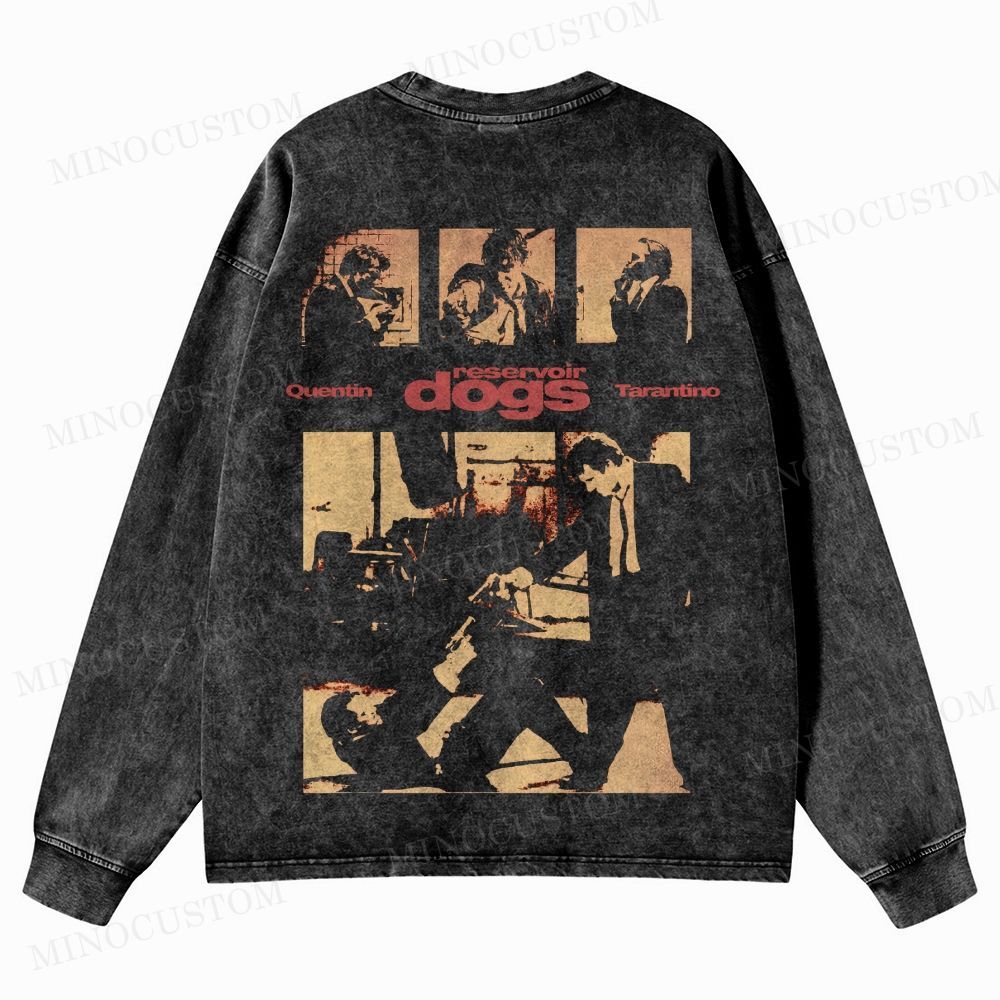 Reservoir Dogs Crime Thriller Graphic Washed Long-Sleeved T-Shirt