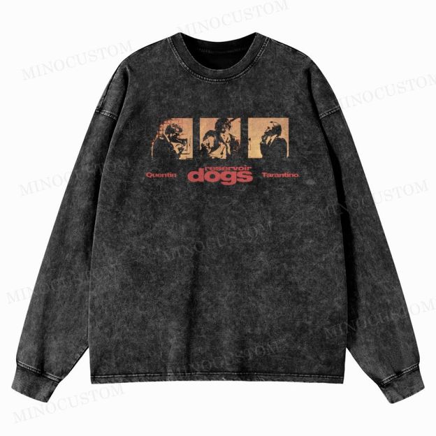 Reservoir Dogs Crime Thriller Graphic Washed Long-Sleeved T-Shirt