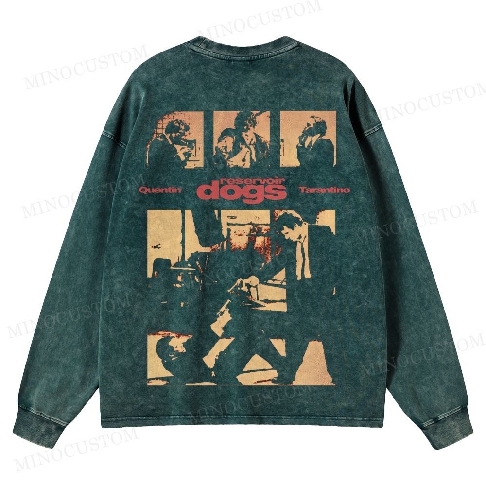 Reservoir Dogs Crime Thriller Graphic Washed Long-Sleeved T-Shirt