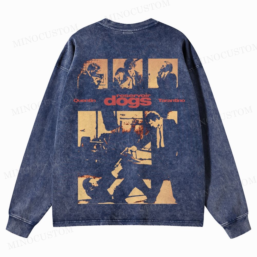 Reservoir Dogs Crime Thriller Graphic Washed Long-Sleeved T-Shirt