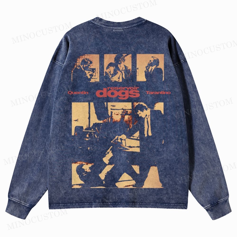Reservoir Dogs Crime Thriller Graphic Washed Long-Sleeved T-Shirt