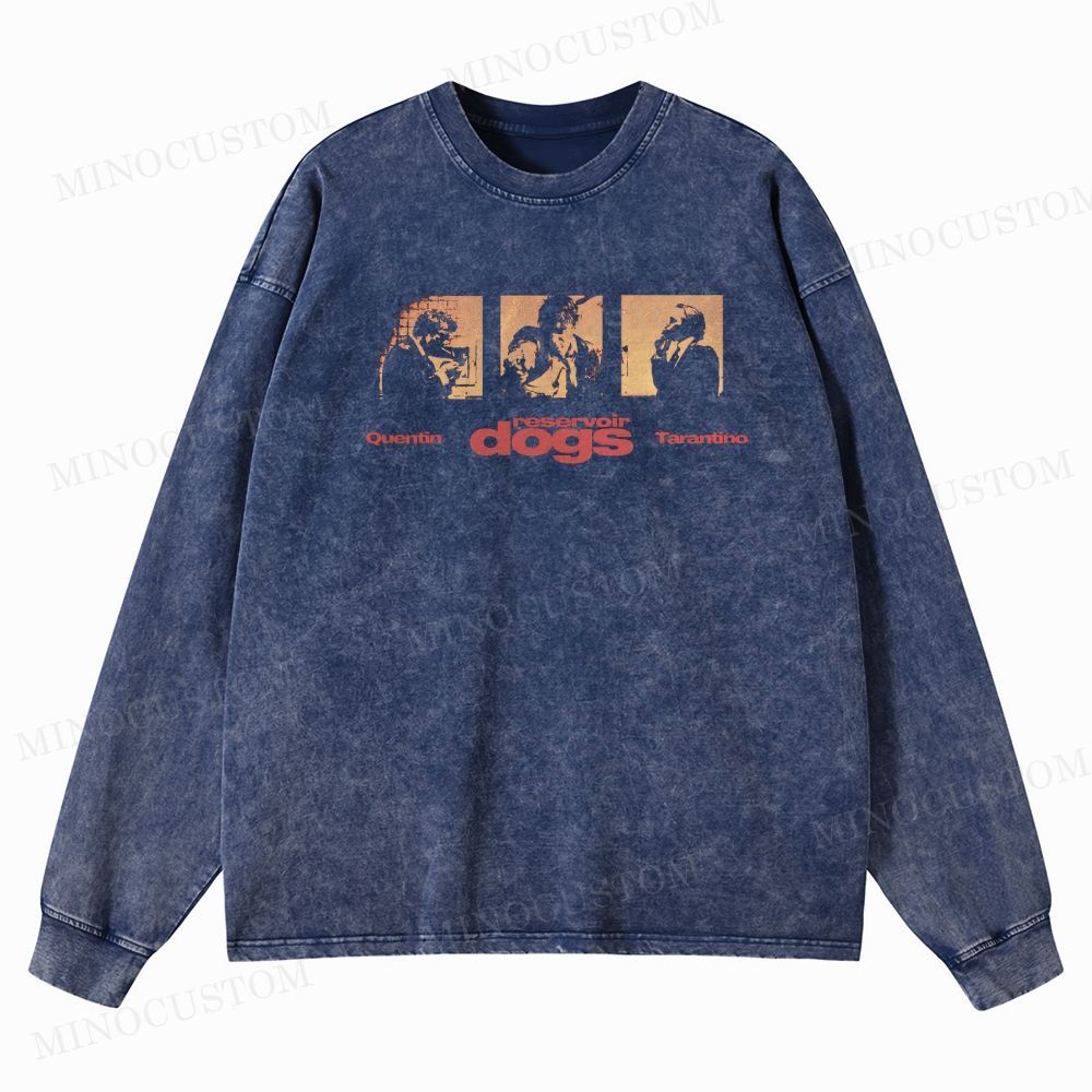 Reservoir Dogs Crime Thriller Graphic Washed Long-Sleeved T-Shirt