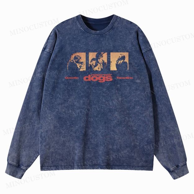 Reservoir Dogs Crime Thriller Graphic Washed Long-Sleeved T-Shirt