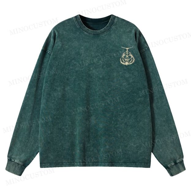 Elden Ring Vintag Game Washed Long-Sleeved T-Shirt 