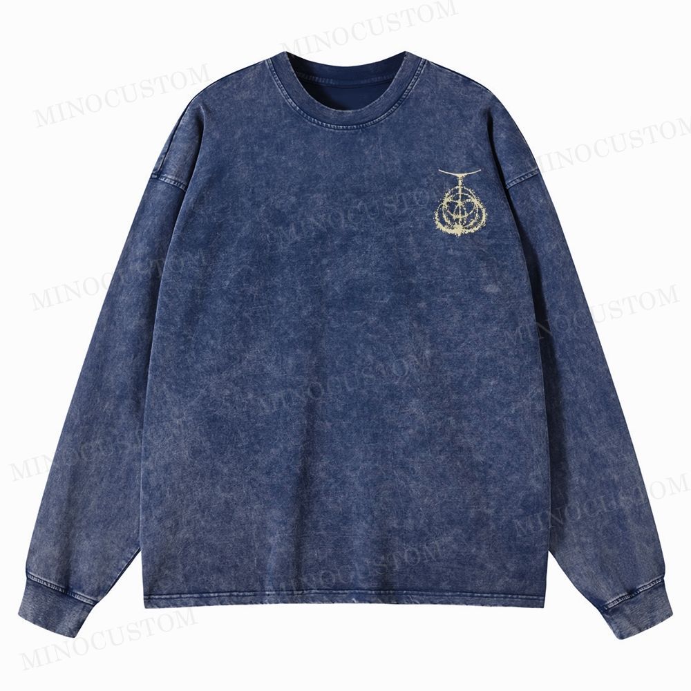 Elden Ring Vintag Game Washed Long-Sleeved T-Shirt 