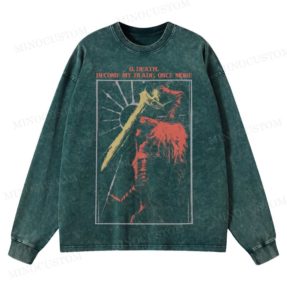 O, Death Become My Blade Washed Long-Sleeved T-Shirt 