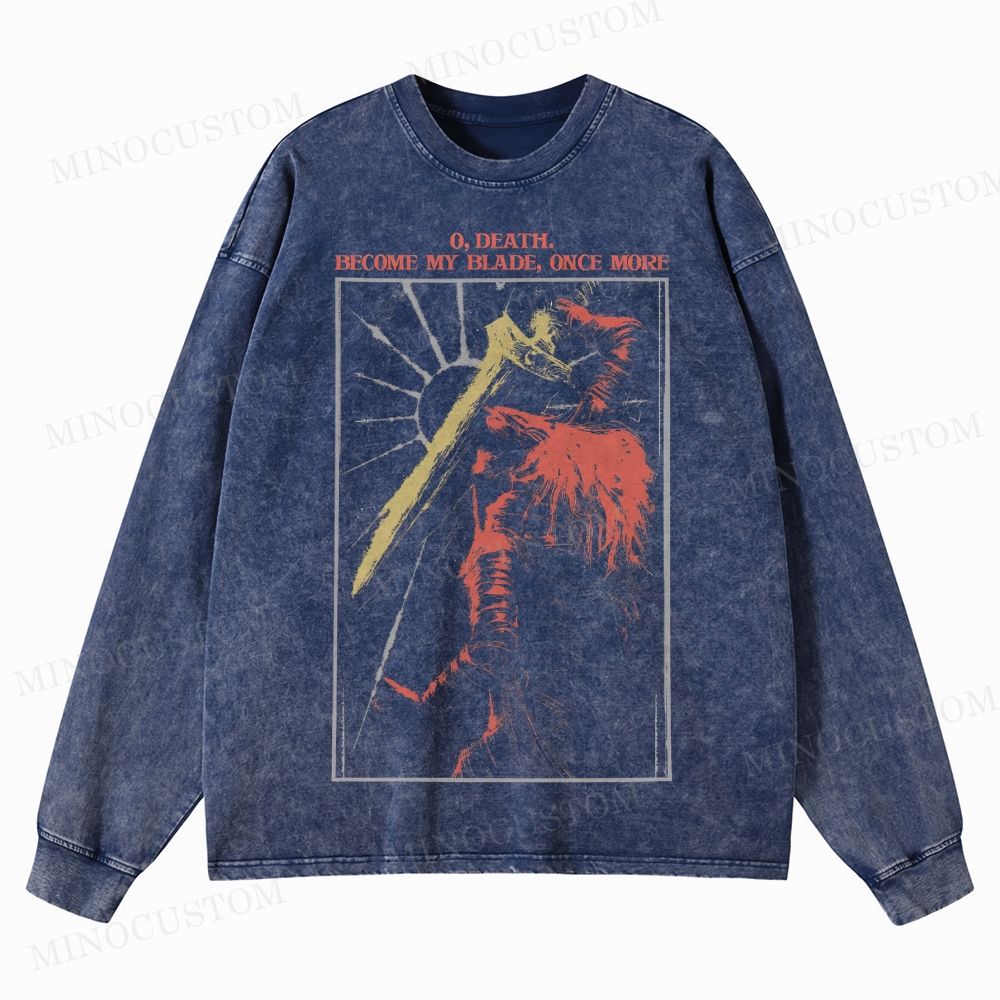 O, Death Become My Blade Washed Long-Sleeved T-Shirt 