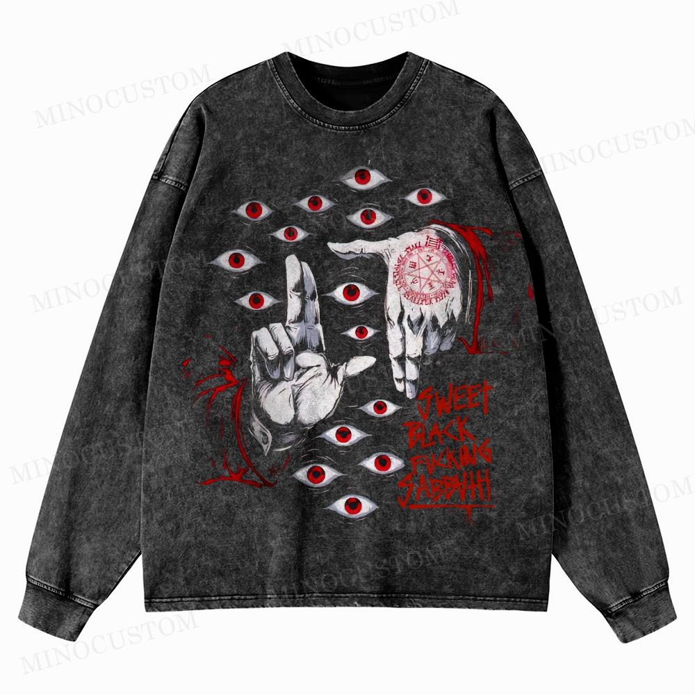 Occult Eye Ritual Washed Long-Sleeved T-Shirt