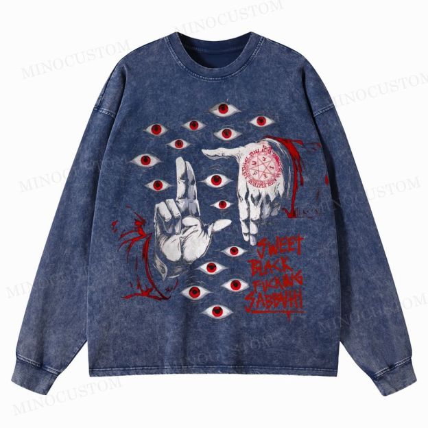 Occult Eye Ritual Washed Long-Sleeved T-Shirt