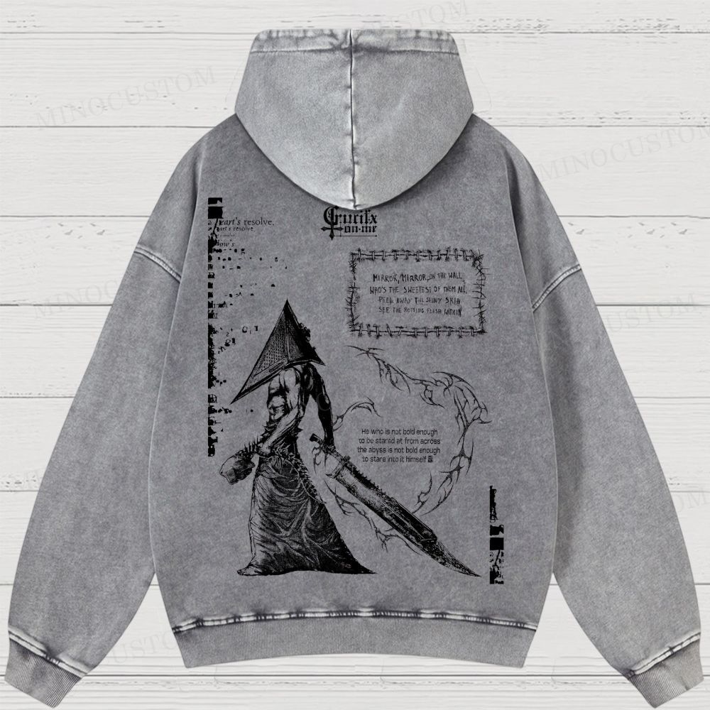 Vintage Silent Hill Tee: Retro Gamer Washed Hoodies 