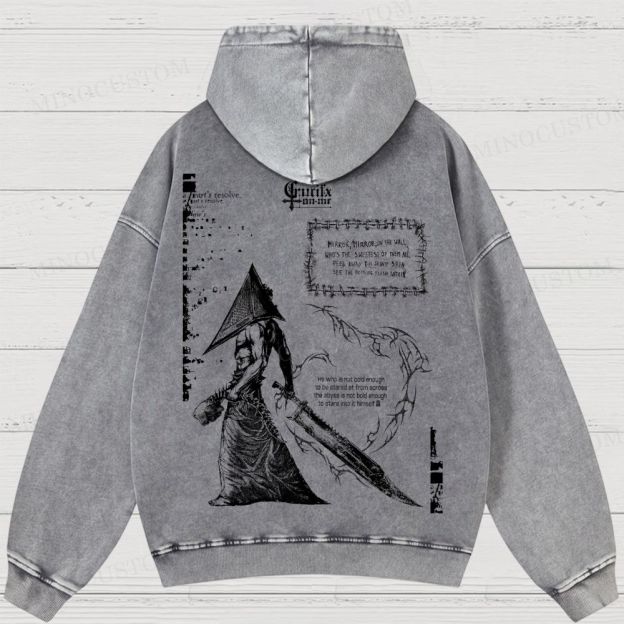 Vintage Silent Hill Tee: Retro Gamer Washed Hoodies 