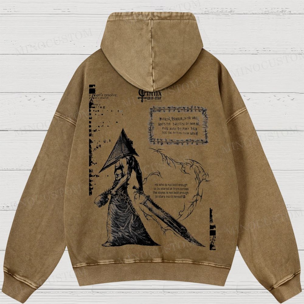 Vintage Silent Hill Tee: Retro Gamer Washed Hoodies 