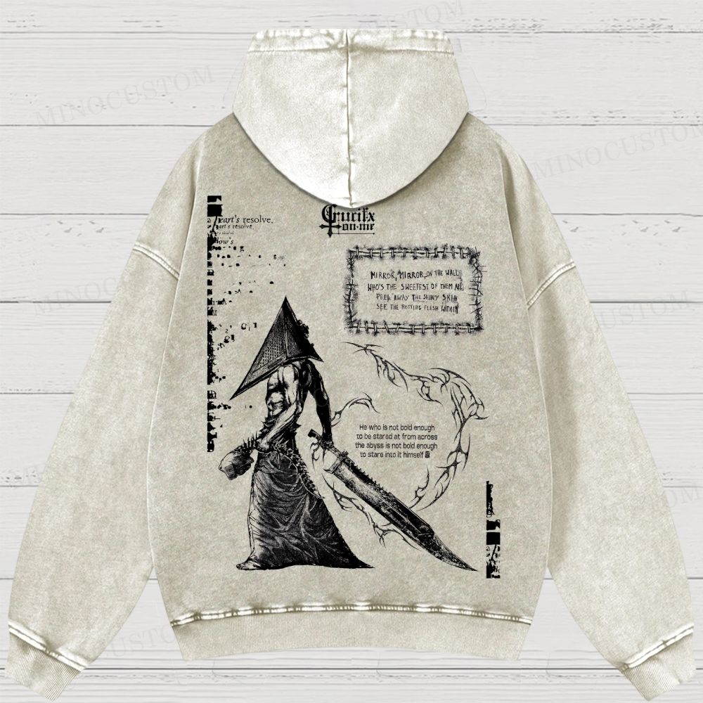 Vintage Silent Hill Tee: Retro Gamer Washed Hoodies 