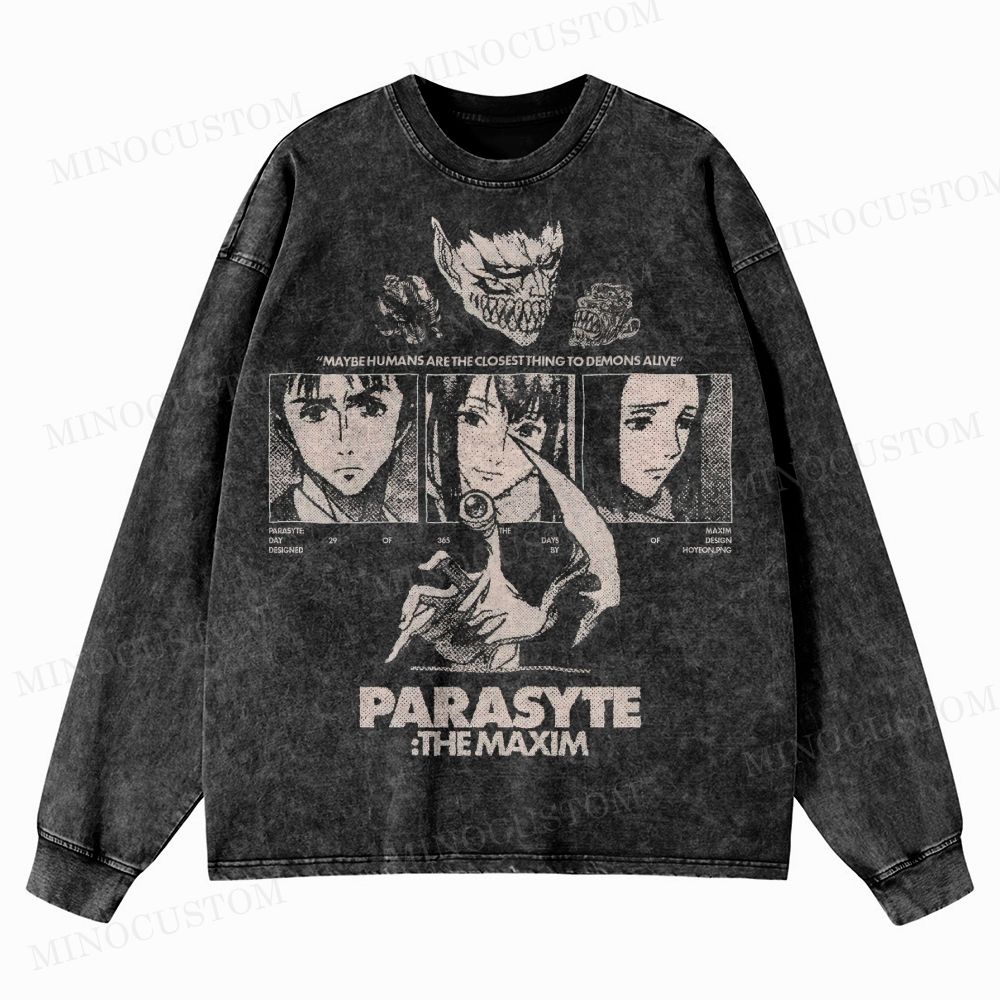Parasyte: The Maxim Anime Washed Long-Sleeved T-Shirt 