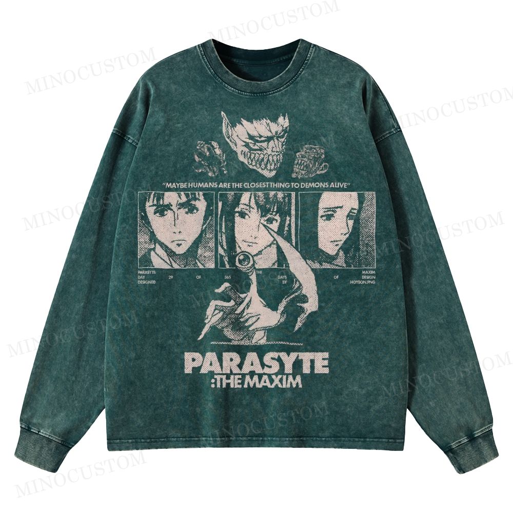 Parasyte: The Maxim Anime Washed Long-Sleeved T-Shirt 
