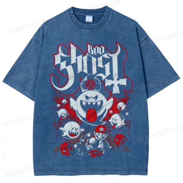 Super Mario Boo Ghost Gaming Graphic Washed T-Shirt 