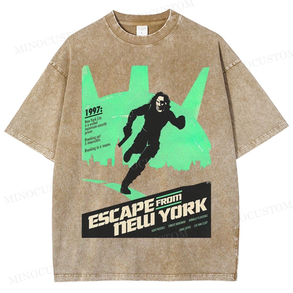Escape from New York Sci - Fi Action Graphic Washed T-Shirt
