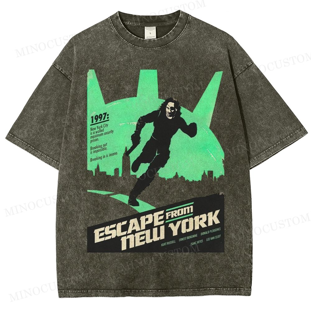 Escape from New York Sci - Fi Action Graphic Washed T-Shirt