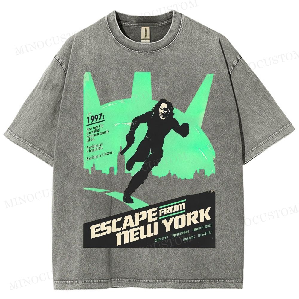 Escape from New York Sci - Fi Action Graphic Washed T-Shirt