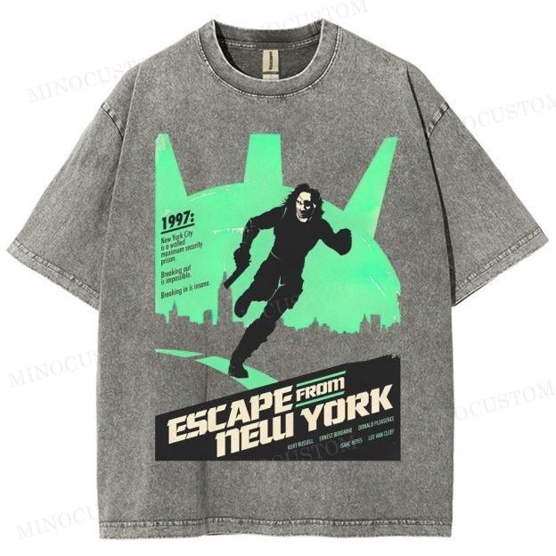 Escape from New York Sci - Fi Action Graphic Washed T-Shirt