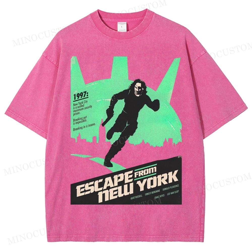 Escape from New York Sci - Fi Action Graphic Washed T-Shirt