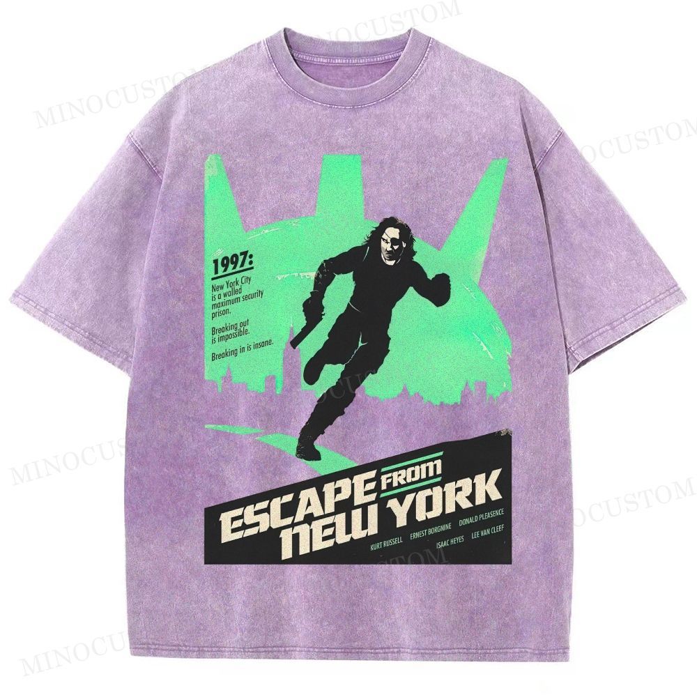 Escape from New York Sci - Fi Action Graphic Washed T-Shirt