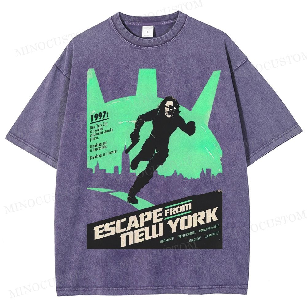 Escape from New York Sci - Fi Action Graphic Washed T-Shirt
