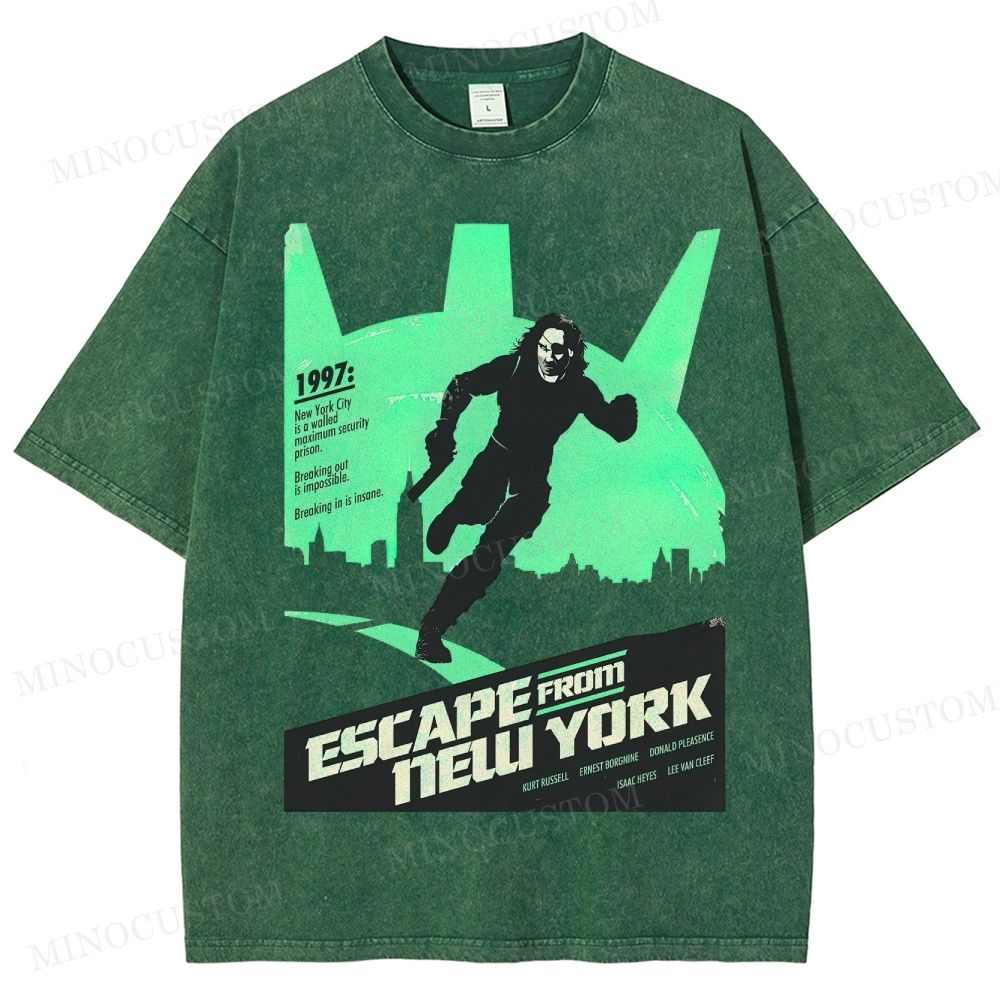 Escape from New York Sci - Fi Action Graphic Washed T-Shirt
