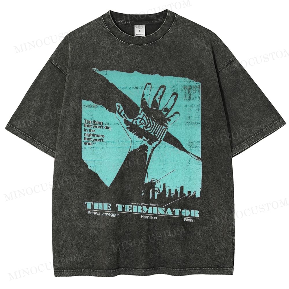 The Terminator Sci - Fi Action Graphic Washed T-Shirt