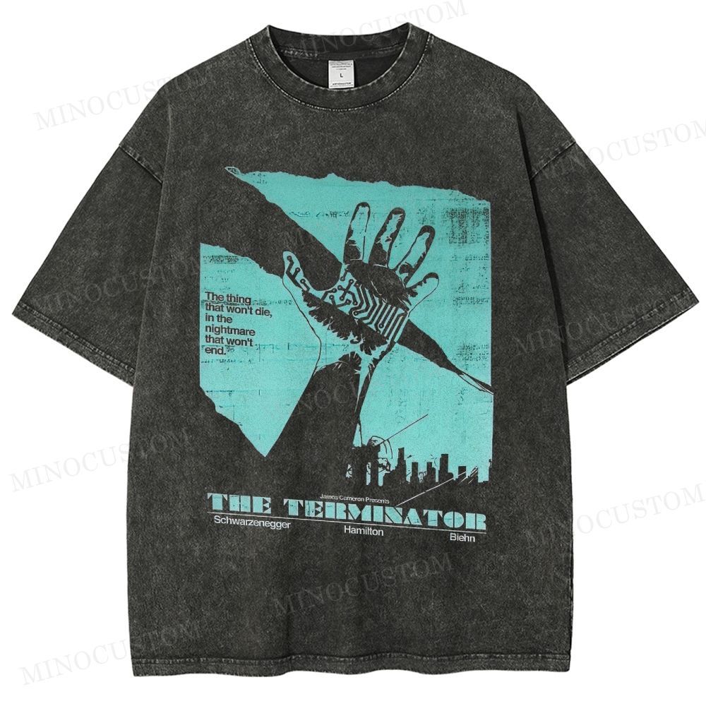 The Terminator Sci - Fi Action Graphic Washed T-Shirt