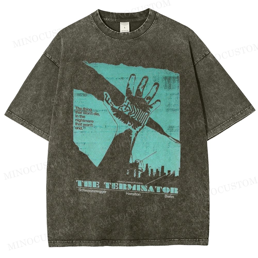 The Terminator Sci - Fi Action Graphic Washed T-Shirt