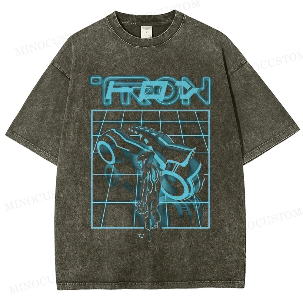 TRON (1982) Sci - Fi Action Graphic Washed T-Shirt