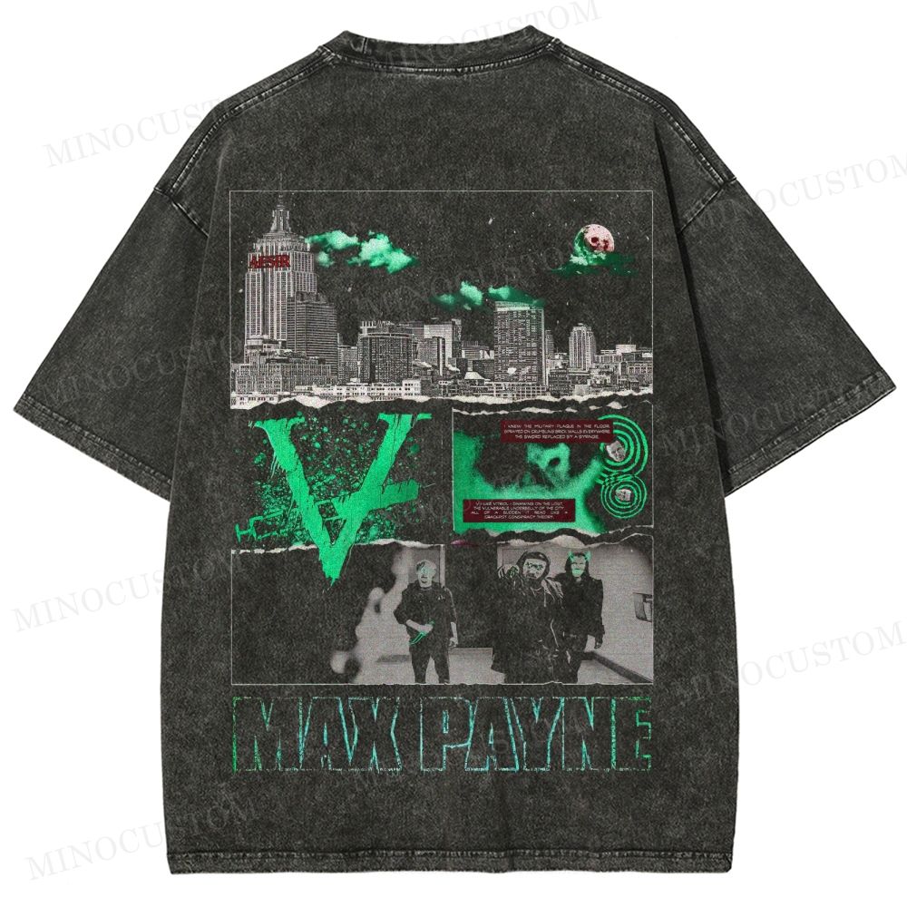 Max Payne Action Shooter Graphic Washed T-Shirt