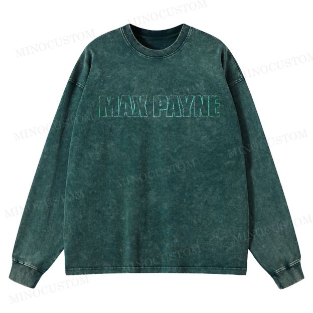 Max Payne Action Shooter Graphic  Washed Long-Sleeved T-Shirt