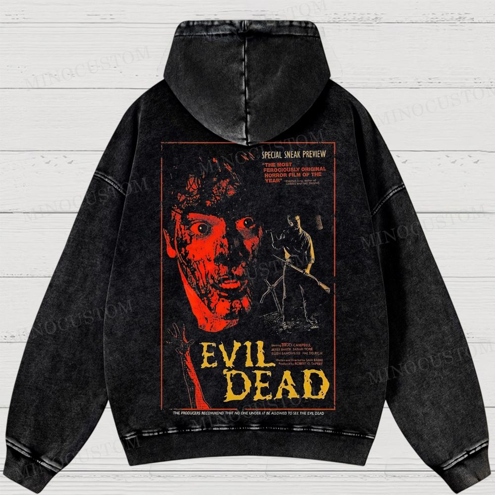 The Evil Dead Horror Graphic Washed Hoodies