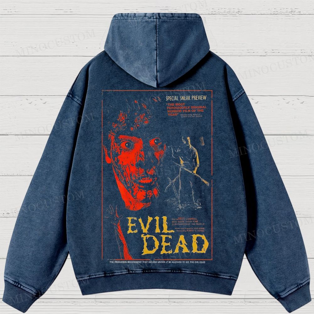 The Evil Dead Horror Graphic Washed Hoodies