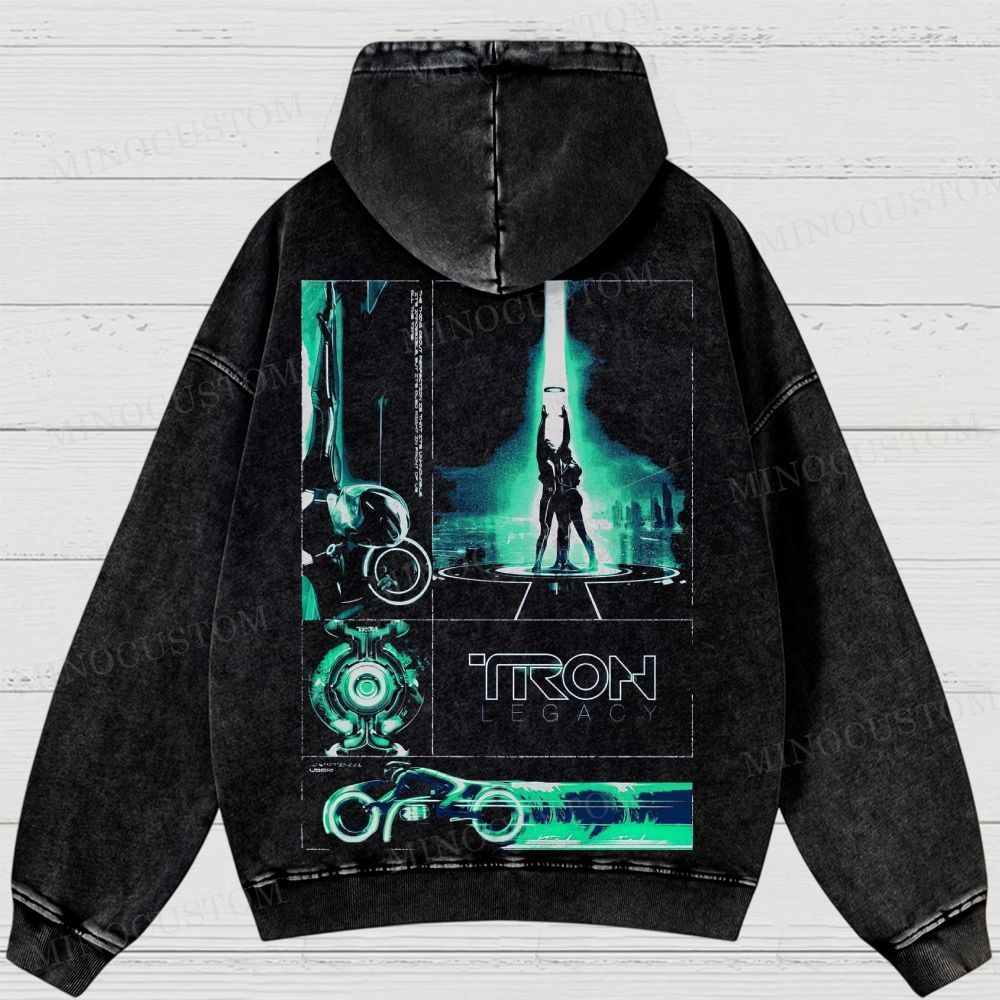 TRON: Legacy Sci - Fi Graphic Washed Hoodies 