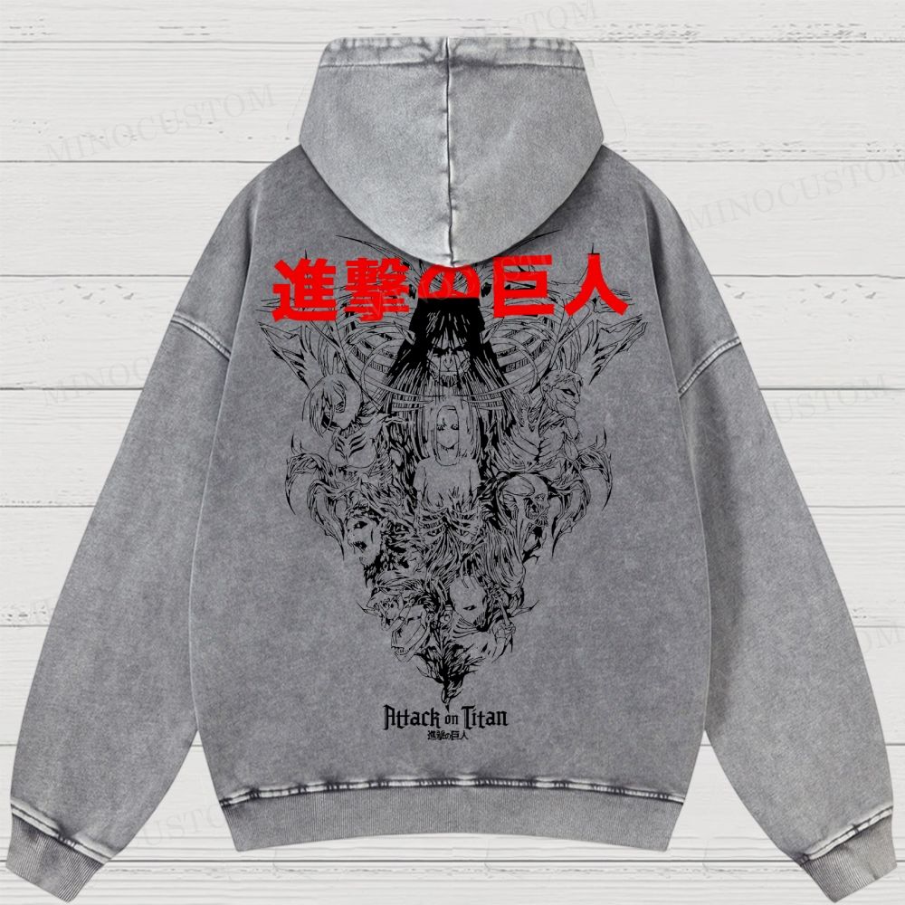 Attack on Titan Anime Washed Hoodies 