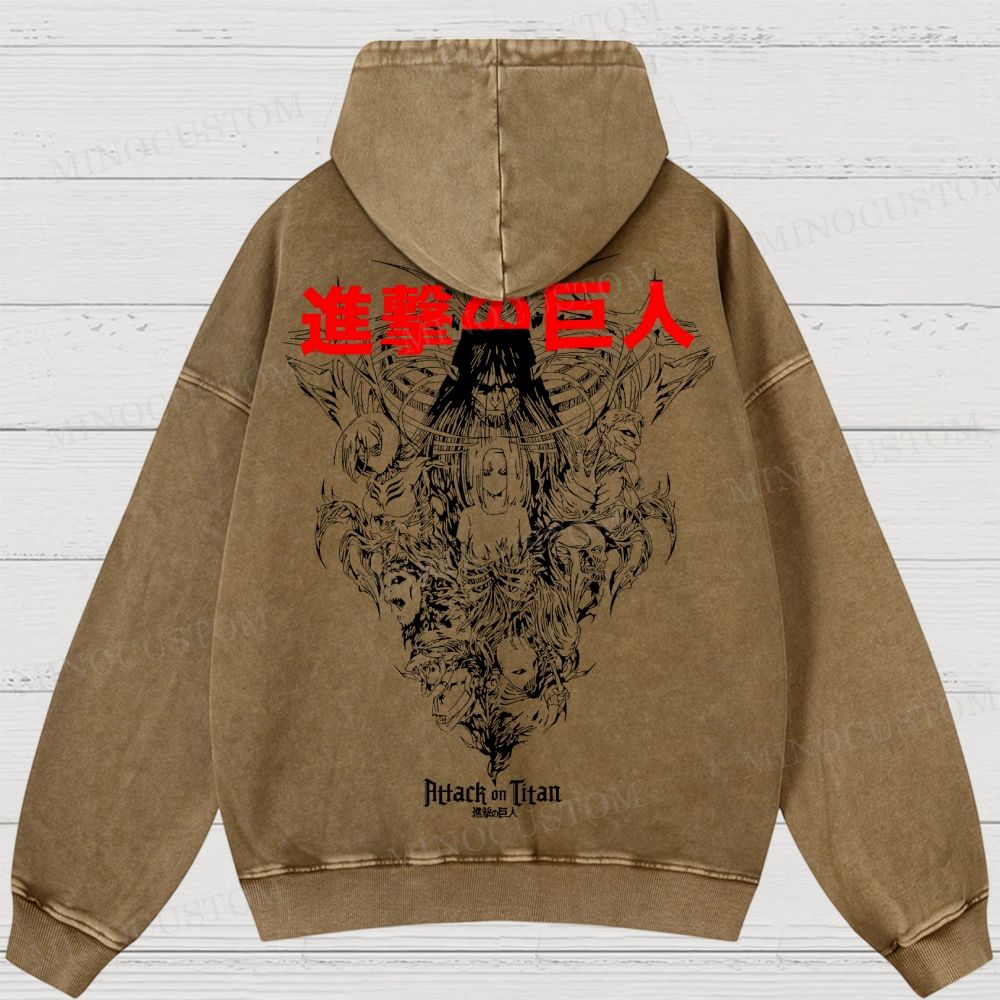 Attack on Titan Anime Washed Hoodies 