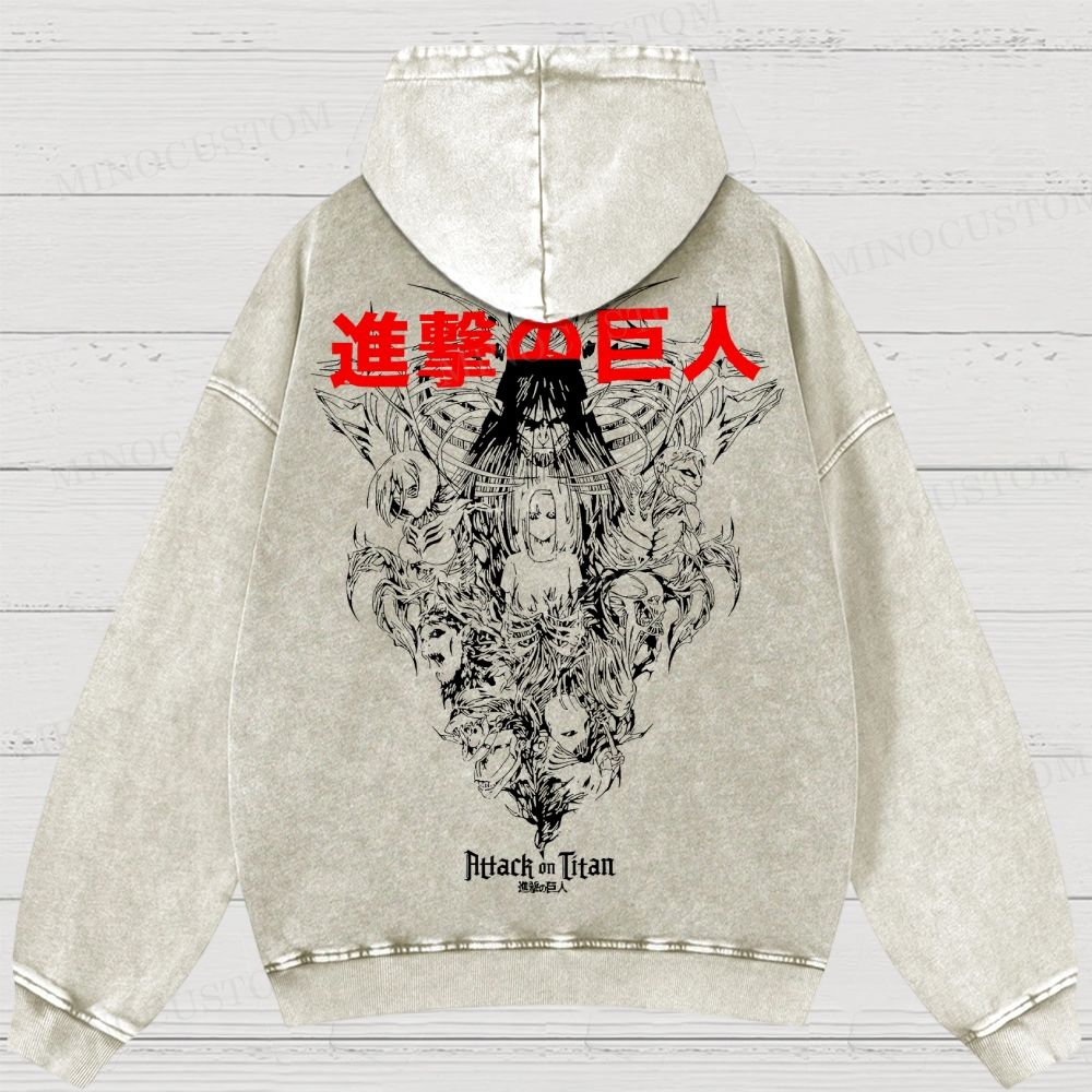 Attack on Titan Anime Washed Hoodies 