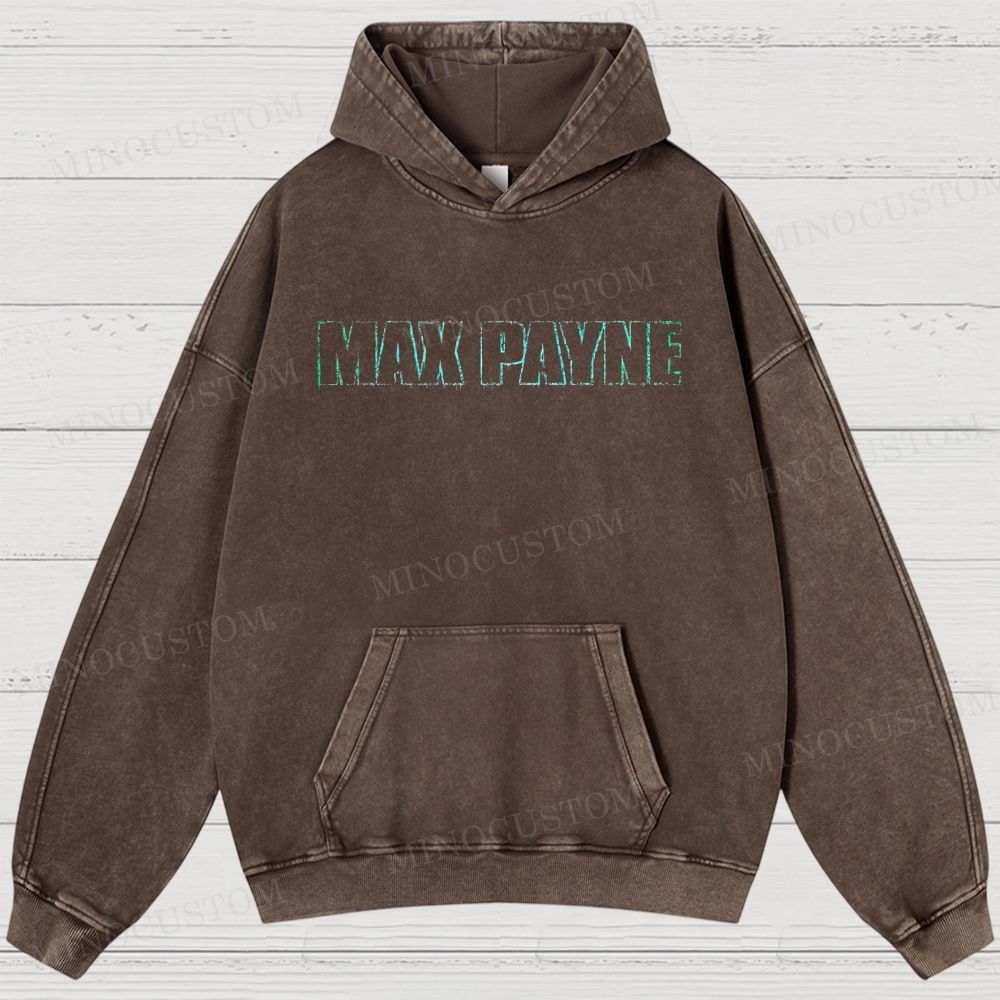 Max Payne Action Shooter Graphic Washed Hoodies 